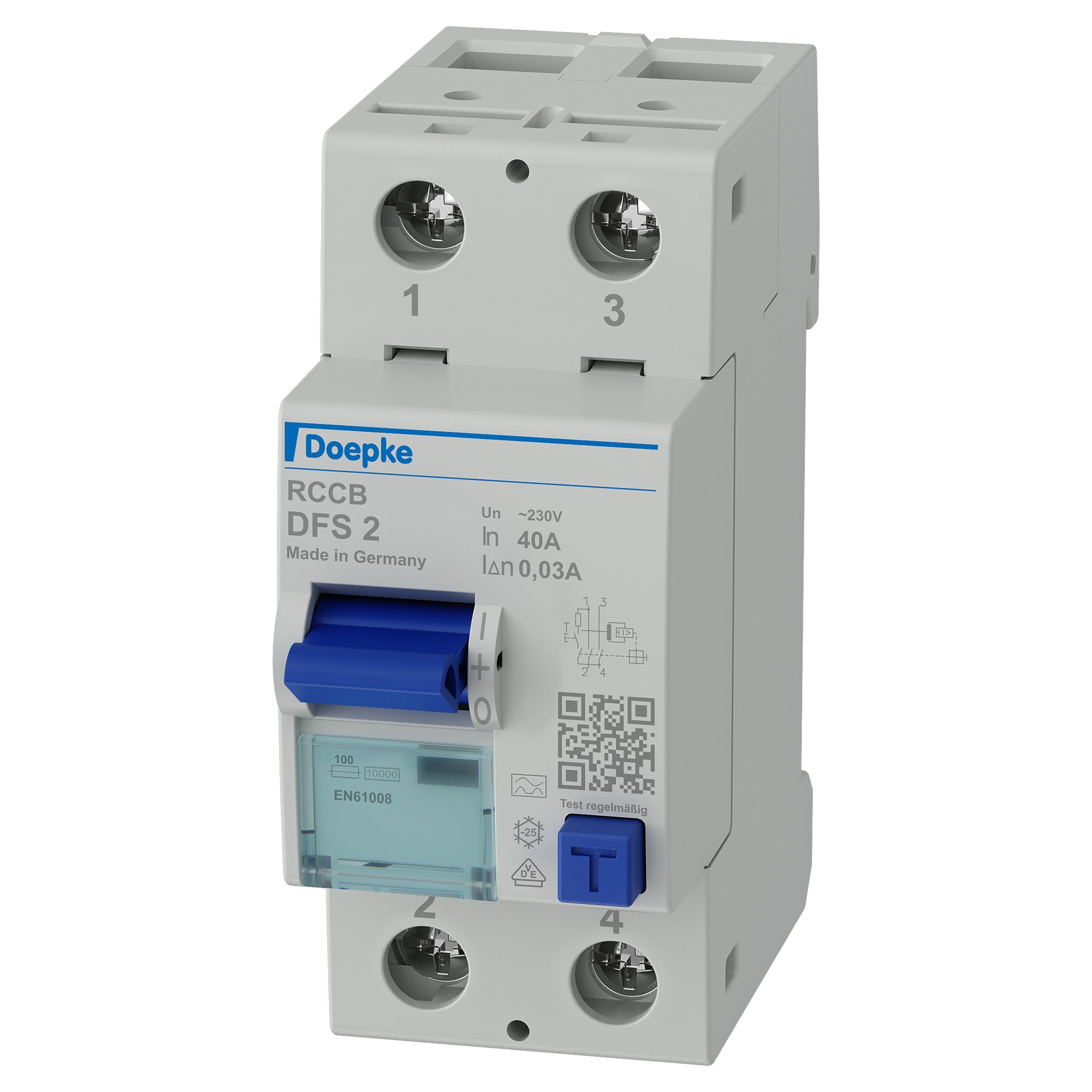 Doepke Doepke FI-Schutzschalter 2p, 40 A, 0.03 A, Typ A Doepke Doepke FI-Schutzschalter 2p, 40 A, 0.03 A, Typ A